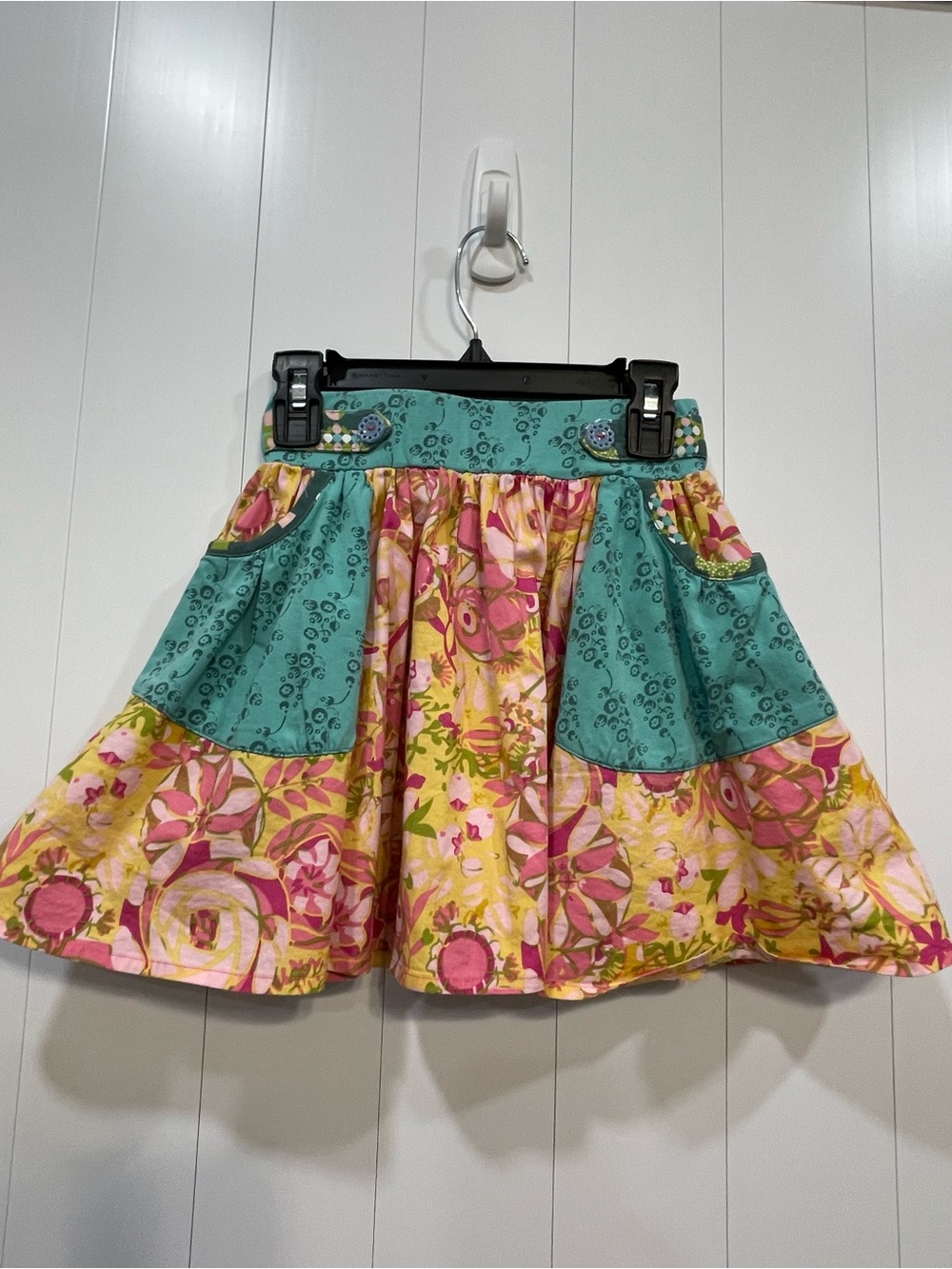 Matilda Jane Teal, Pink & Yellow Floral Patchwork Skirt size 6